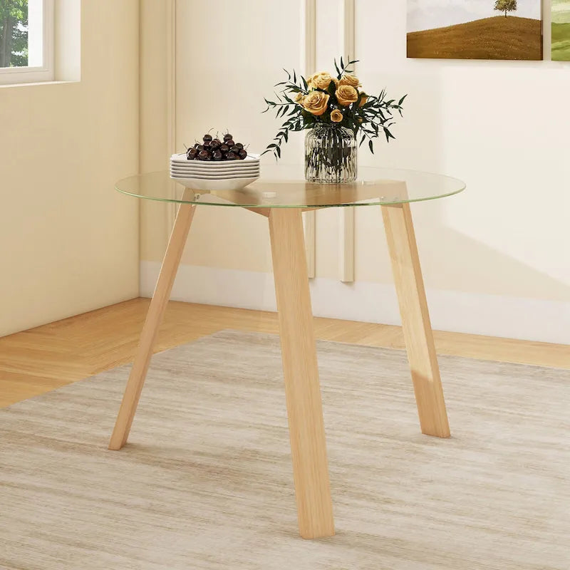 Costway 36 Round Glass Dining Table for 4 with Tempered Glass - See Details