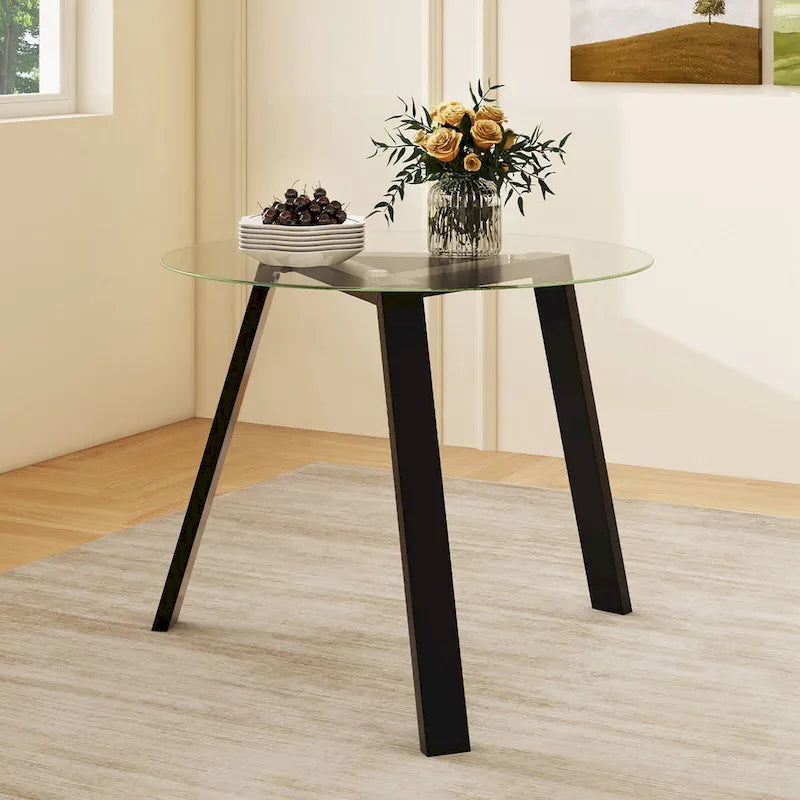 Costway 36 Round Glass Dining Table for 4 with Tempered Glass - See Details