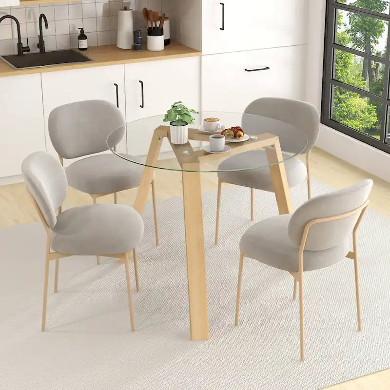 Costway 36 Round Glass Dining Table for 4 with Tempered Glass - See Details