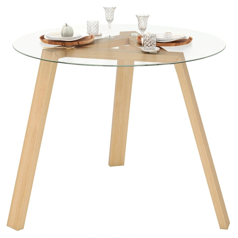 Costway 36 Round Glass Dining Table for 4 with Tempered Glass - See Details