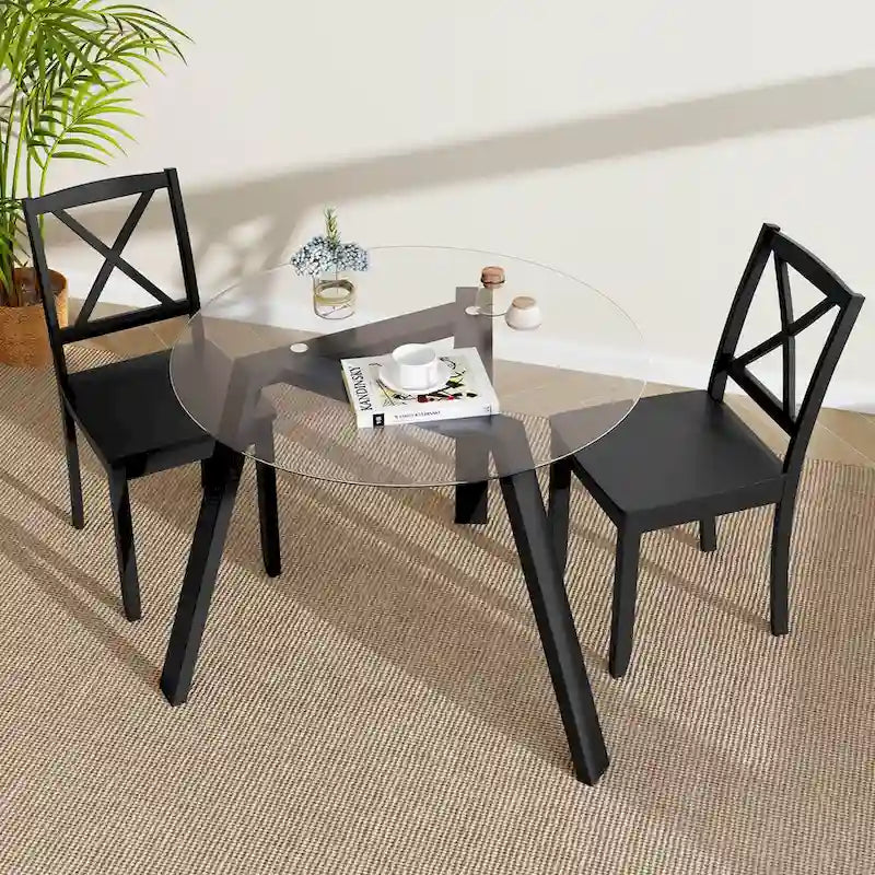 Costway 36 Round Glass Dining Table for 4 with Tempered Glass - See Details