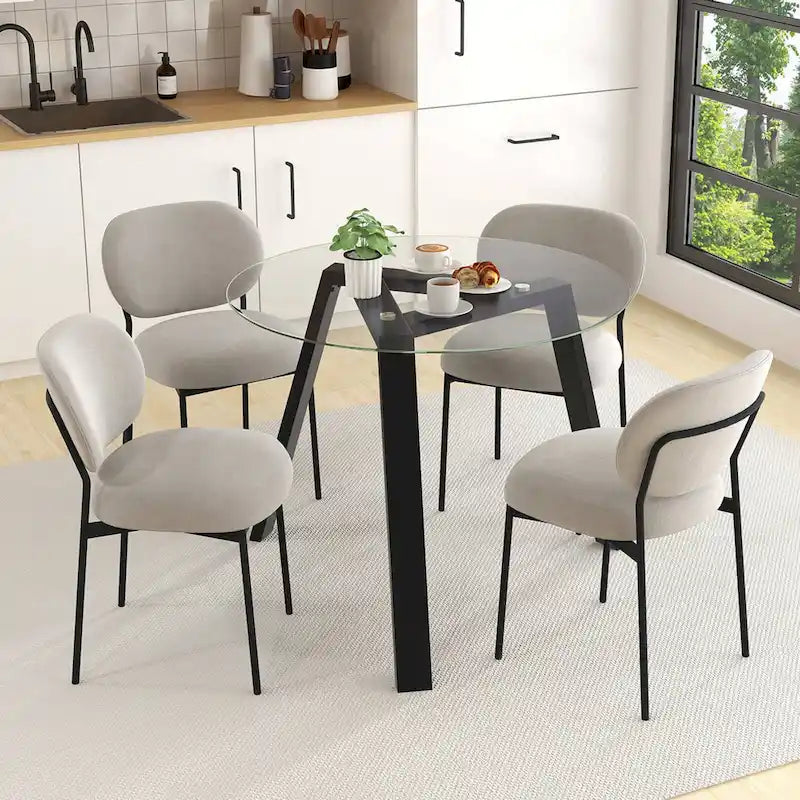 Costway 36 Round Glass Dining Table for 4 with Tempered Glass - See Details