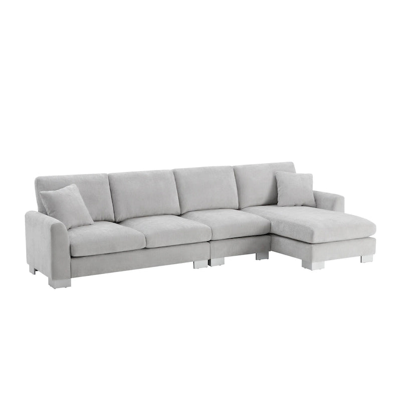 119 Chenille L-Shaped Sectional Sofa with Chaise Lounge and 2 Pillows