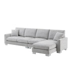 119 Chenille L-Shaped Sectional Sofa with Chaise Lounge and 2 Pillows