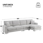 119 Chenille L-Shaped Sectional Sofa with Chaise Lounge and 2 Pillows
