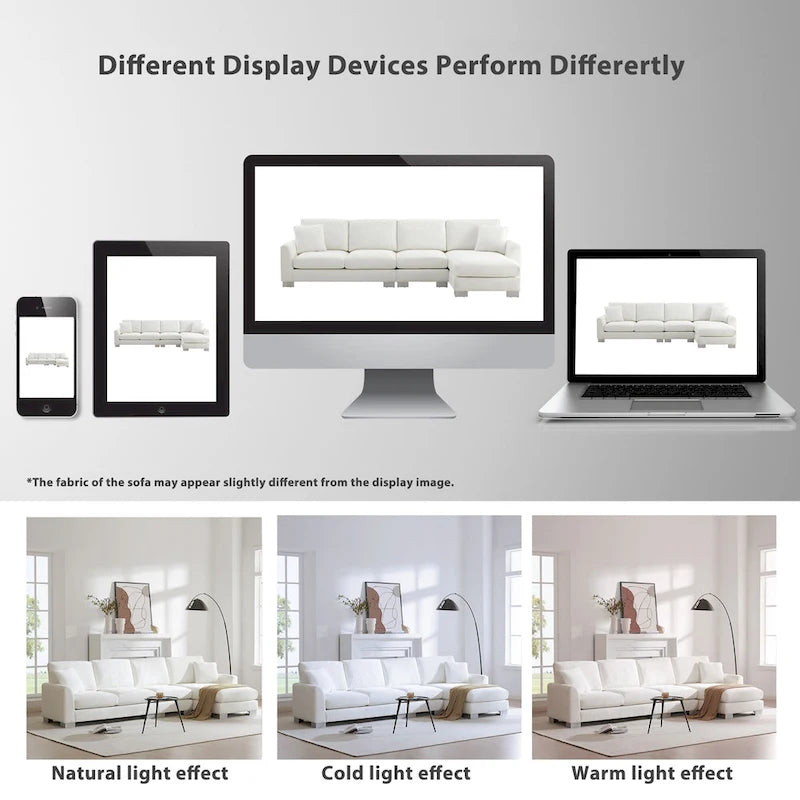 119 Chenille L-Shaped Sectional Sofa with Chaise Lounge and 2 Pillows