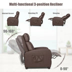 Gymax Massage Recliner Chair Single Sofa Padded Seat w/ Footrest
