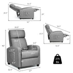 Gymax Massage Recliner Chair Single Sofa Padded Seat w/ Footrest