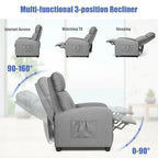 Gymax Massage Recliner Chair Single Sofa Padded Seat w/ Footrest