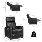 Gymax Massage Recliner Chair Single Sofa Padded Seat w/ Footrest