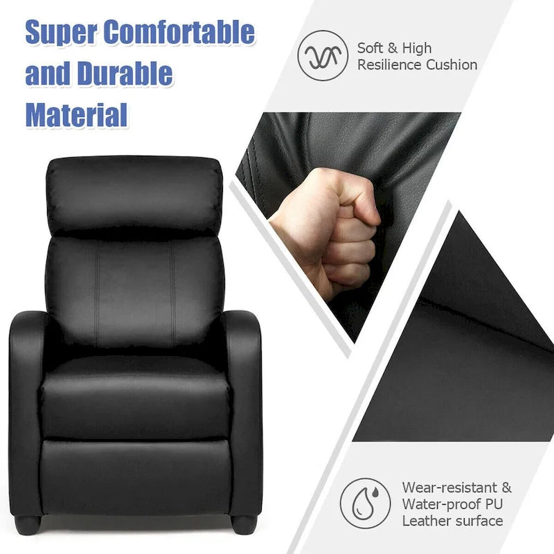 Gymax Massage Recliner Chair Single Sofa Padded Seat w/ Footrest