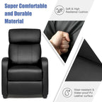 Gymax Massage Recliner Chair Single Sofa Padded Seat w/ Footrest