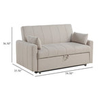 Porta Sleeper Sofa Bed, Latte Ivory Boucle Fabric, Full Size, 60 Inch