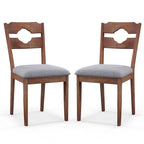 Gymax Set of 2 Dining Chair w/ Padded Seat High Back Rubber Wood Frame