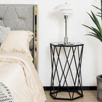 Costway End Table Tempered Glass Top Metal Frame Hexagonal Accent Side - 16x 13.5x 24