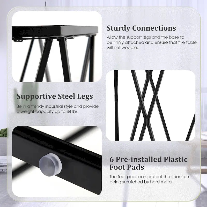 Costway End Table Tempered Glass Top Metal Frame Hexagonal Accent Side - 16x 13.5x 24