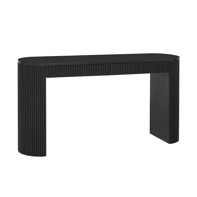 Modern Curved Console Table with Drawers, Long Sofa Side Table Narrow Entryway Table for Living Room Hallway