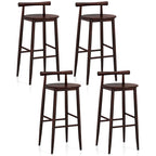 Gymax Bar Height Stools Set of 4 Bar Chair w/ Acacia Wood Frame