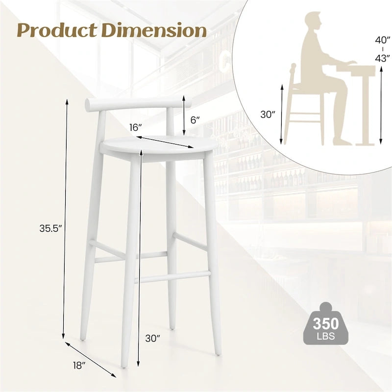 Gymax Bar Height Stools Set of 4 Bar Chair w/ Acacia Wood Frame