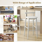 Gymax Bar Height Stools Set of 4 Bar Chair w/ Acacia Wood Frame