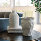 Handmade Off-White Aluminum Textured Vase