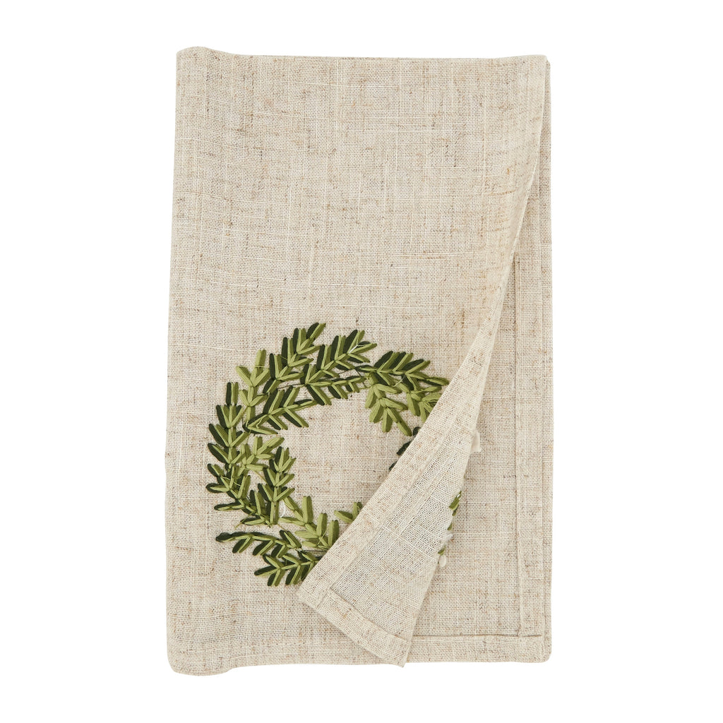 Festive Wreath Embroidered Napkin, Set of 4