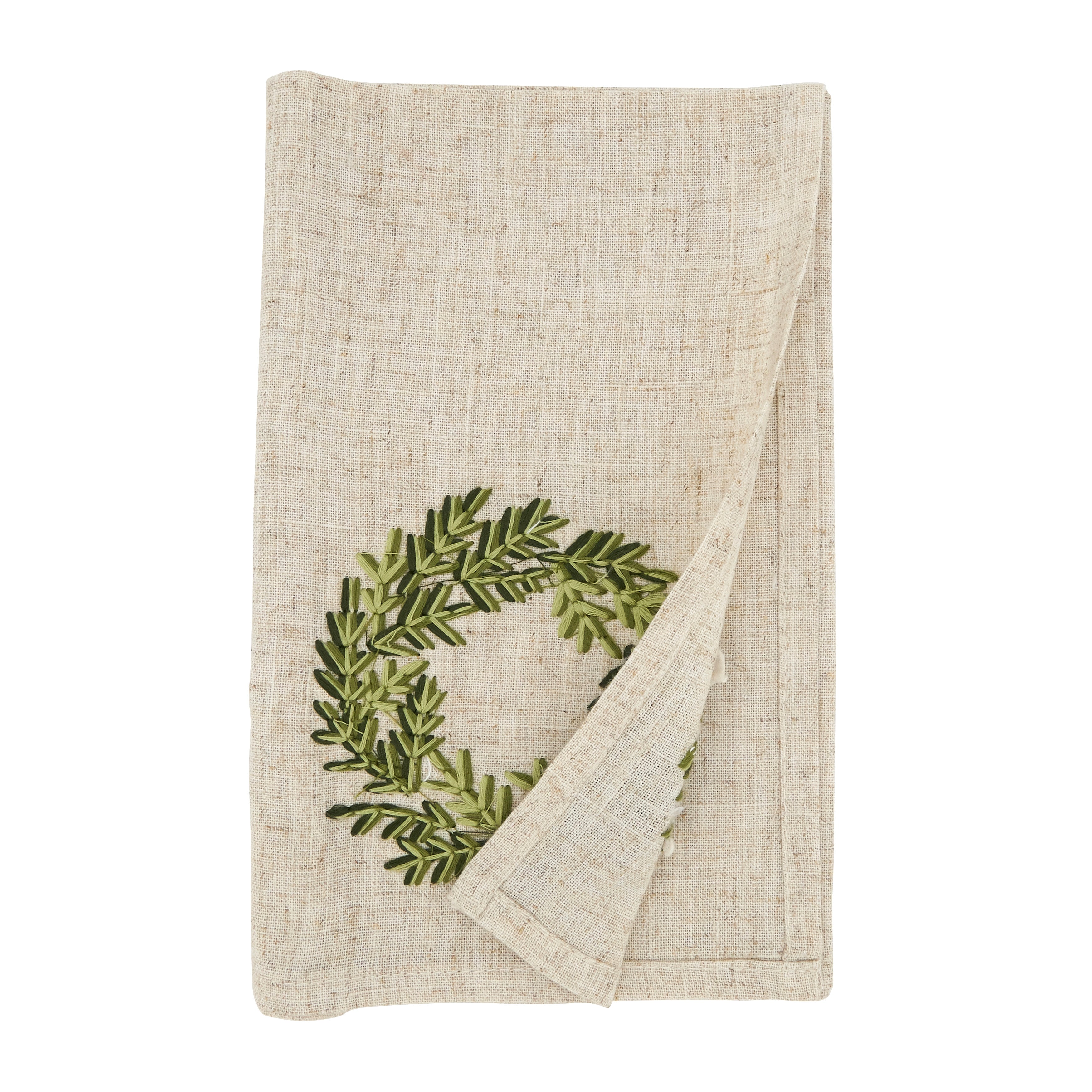 Festive Wreath Embroidered Napkin, Set of 4