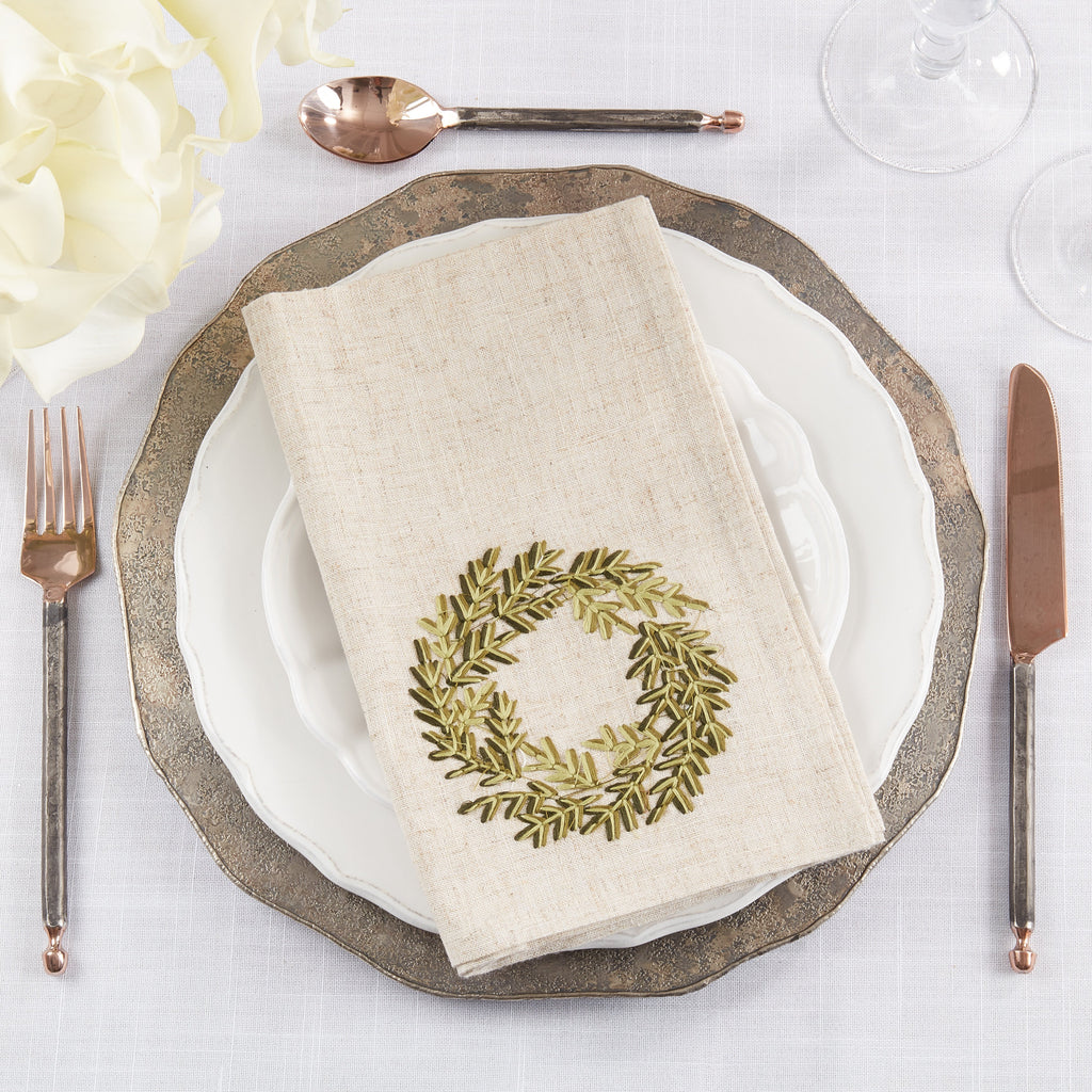 Festive Wreath Embroidered Napkin, Set of 4