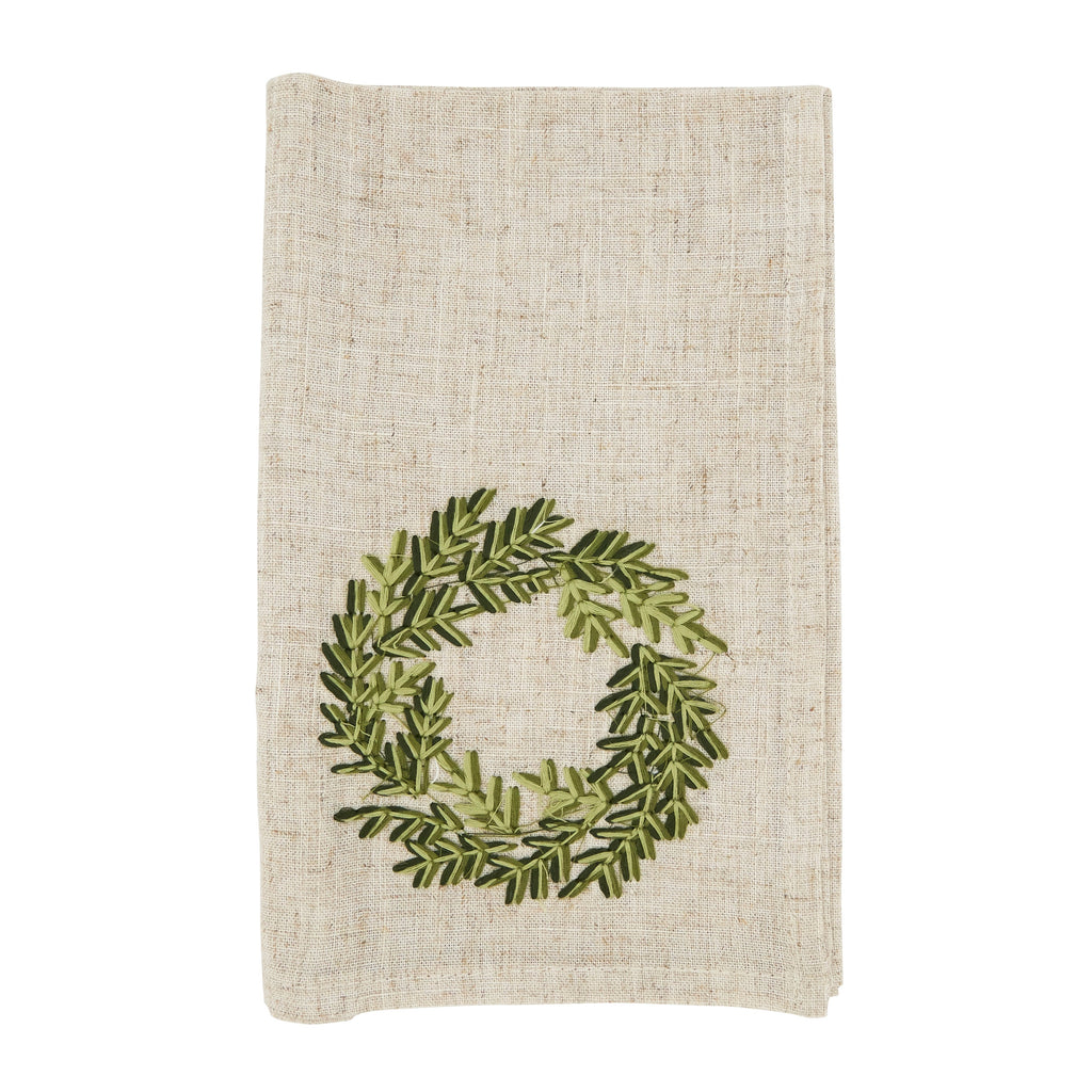 Festive Wreath Embroidered Napkin, Set of 4