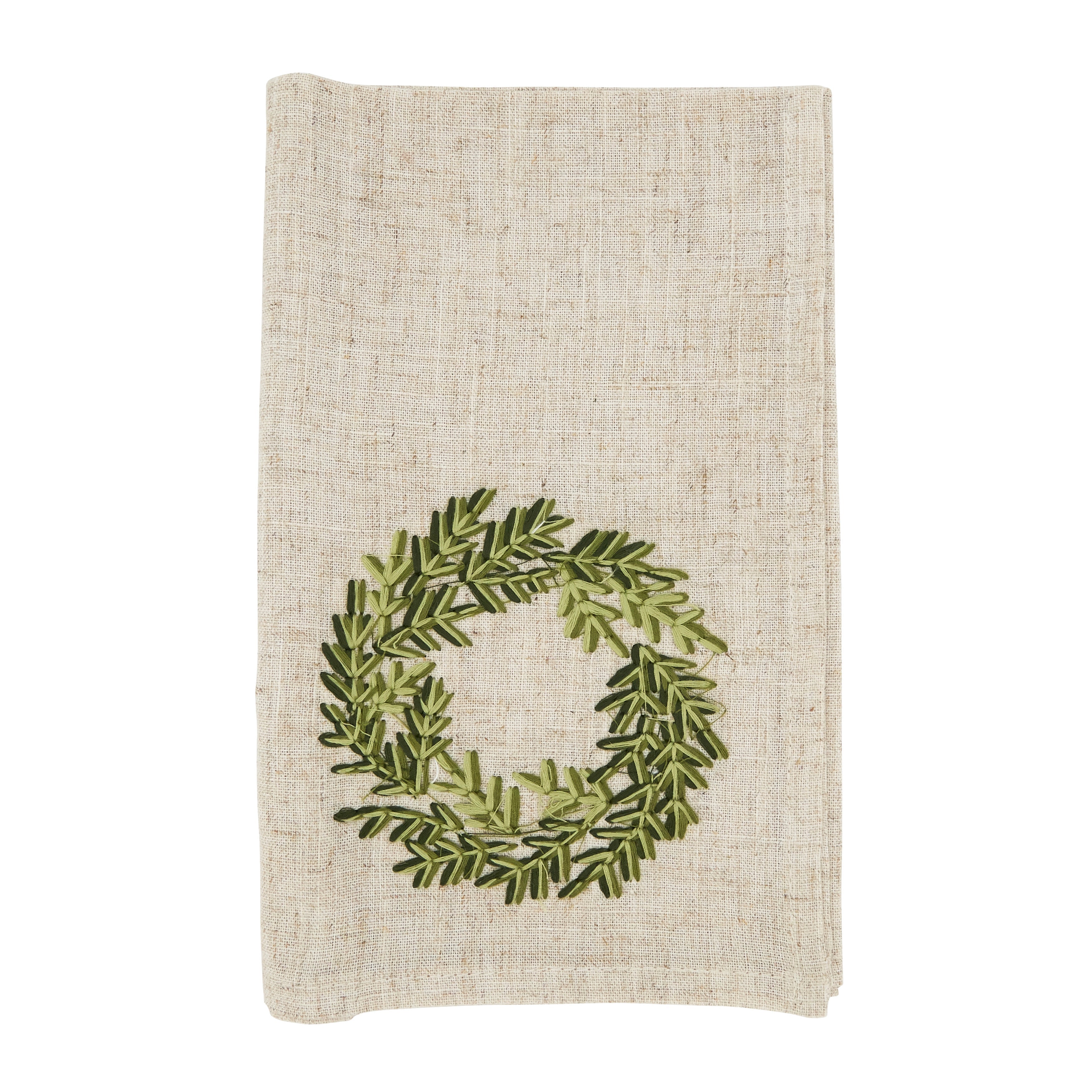 Festive Wreath Embroidered Napkin, Set of 4