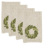 Festive Wreath Embroidered Napkin, Set of 4