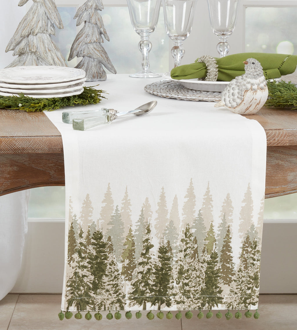 Christmas Tree Pom Pom Table Runner