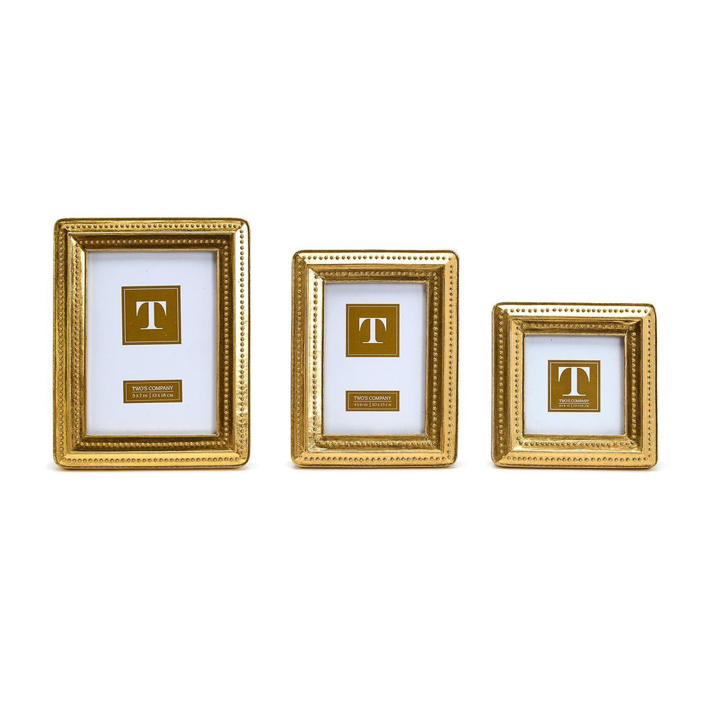 Gold Beaded Edge Photo Frame Incl 3 Sizes, Set of 3