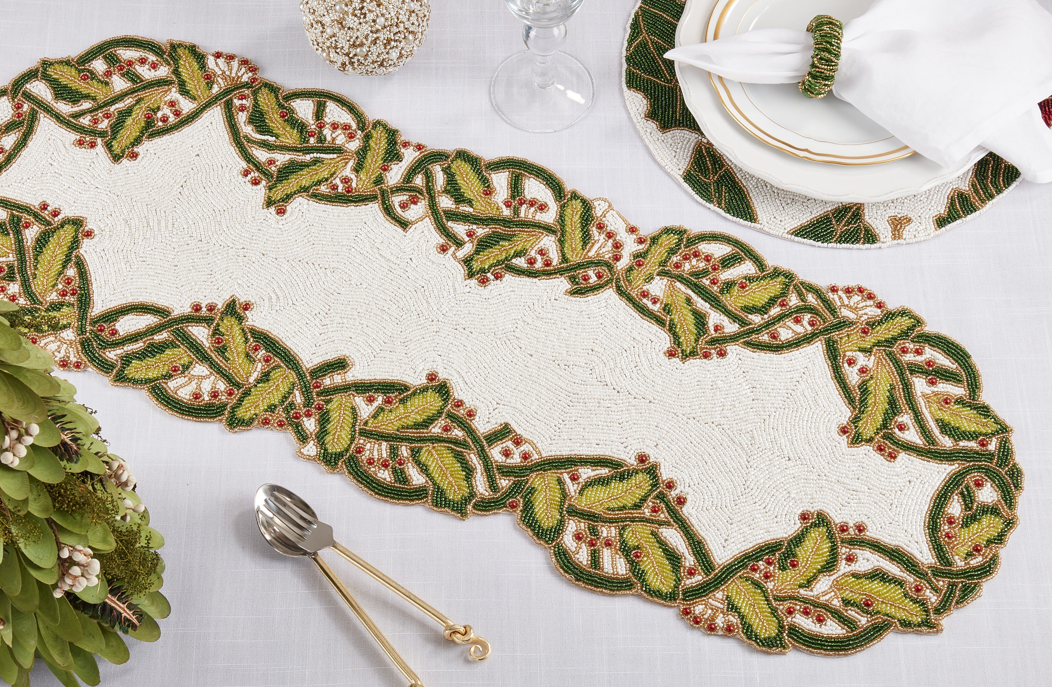 Festive Beaded Table Runner