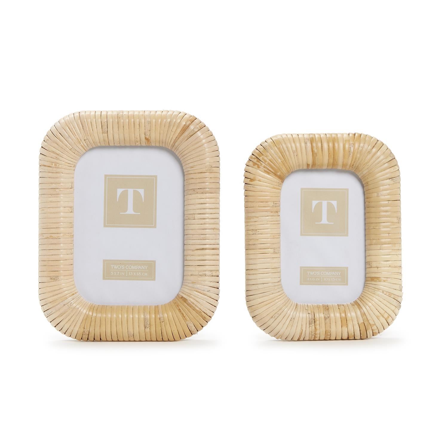 Woven Rattan Photo Frame Incl 2 Sizes, Set of 2