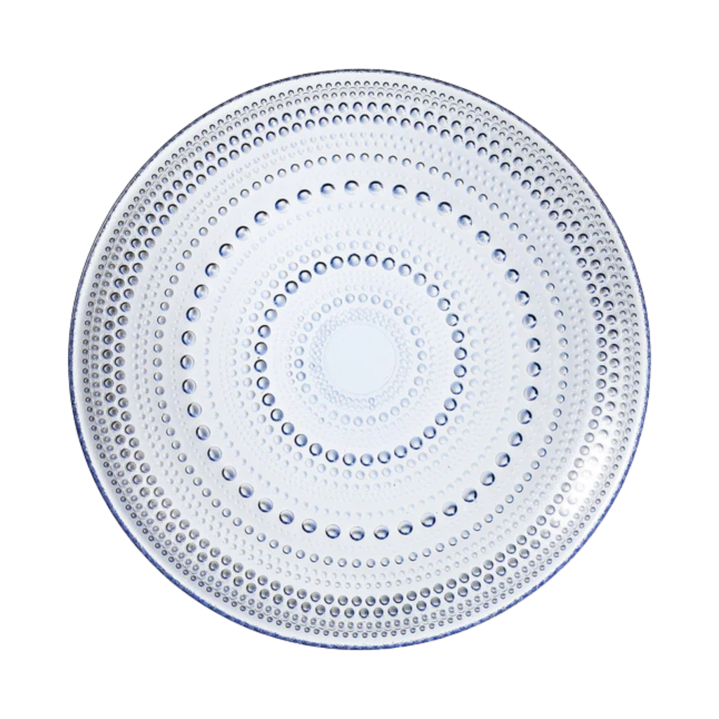 Glass Hobnail Dinner Plates Light Blue, Set of 4