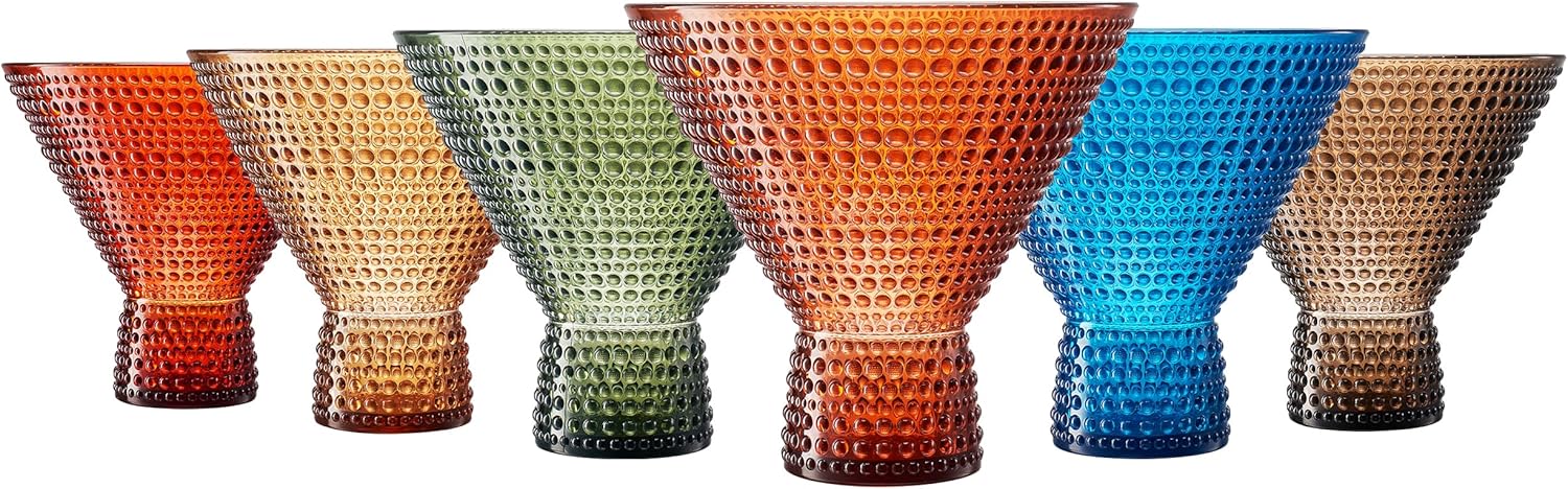 Eze Acrylic Martini Hobnail Glassware, Set of 6