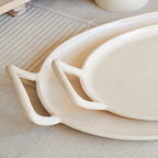 Aluminum Tray with Handle in Cream, 16 x 9.5 in