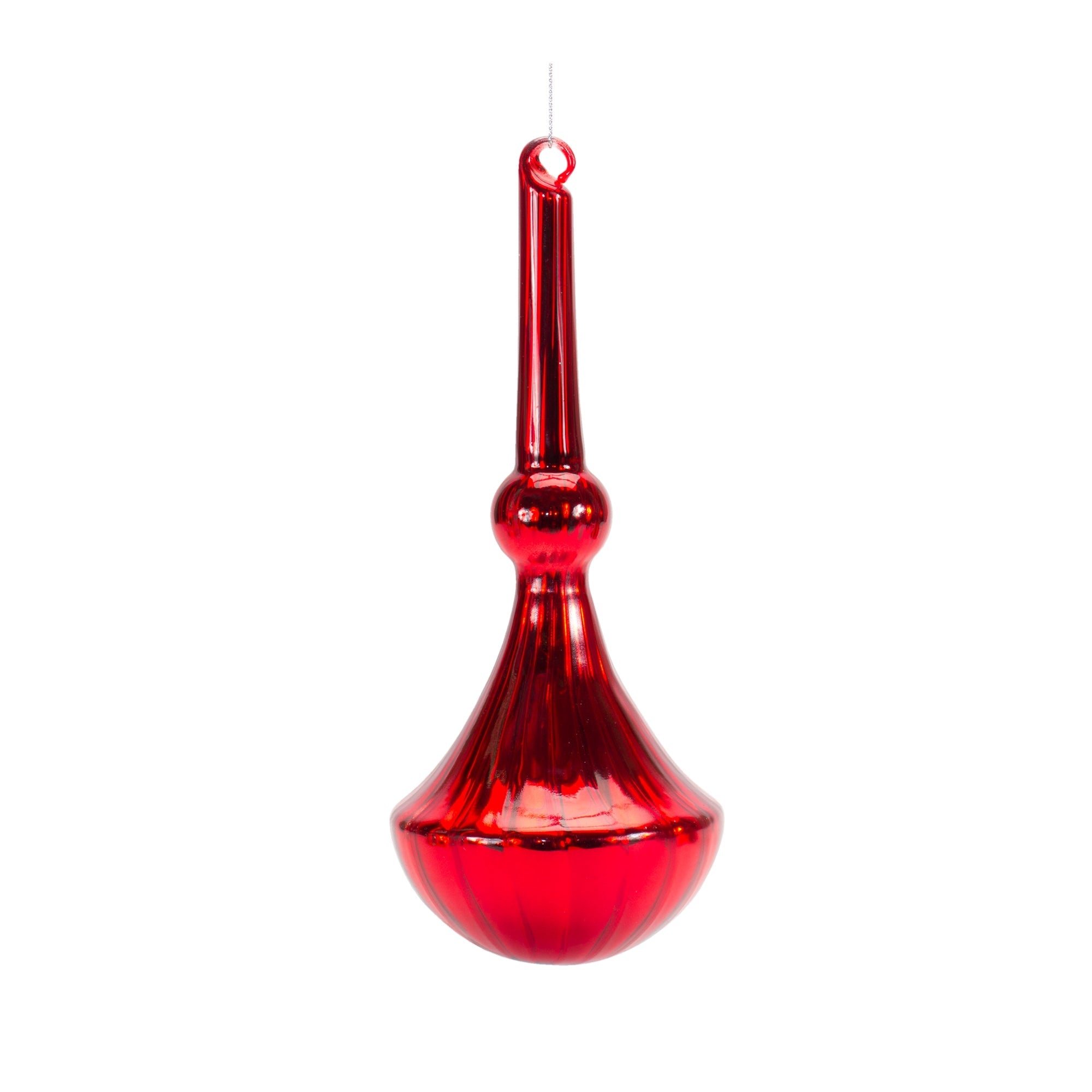 Modern Red Finial Drop Ornament, Set of 6