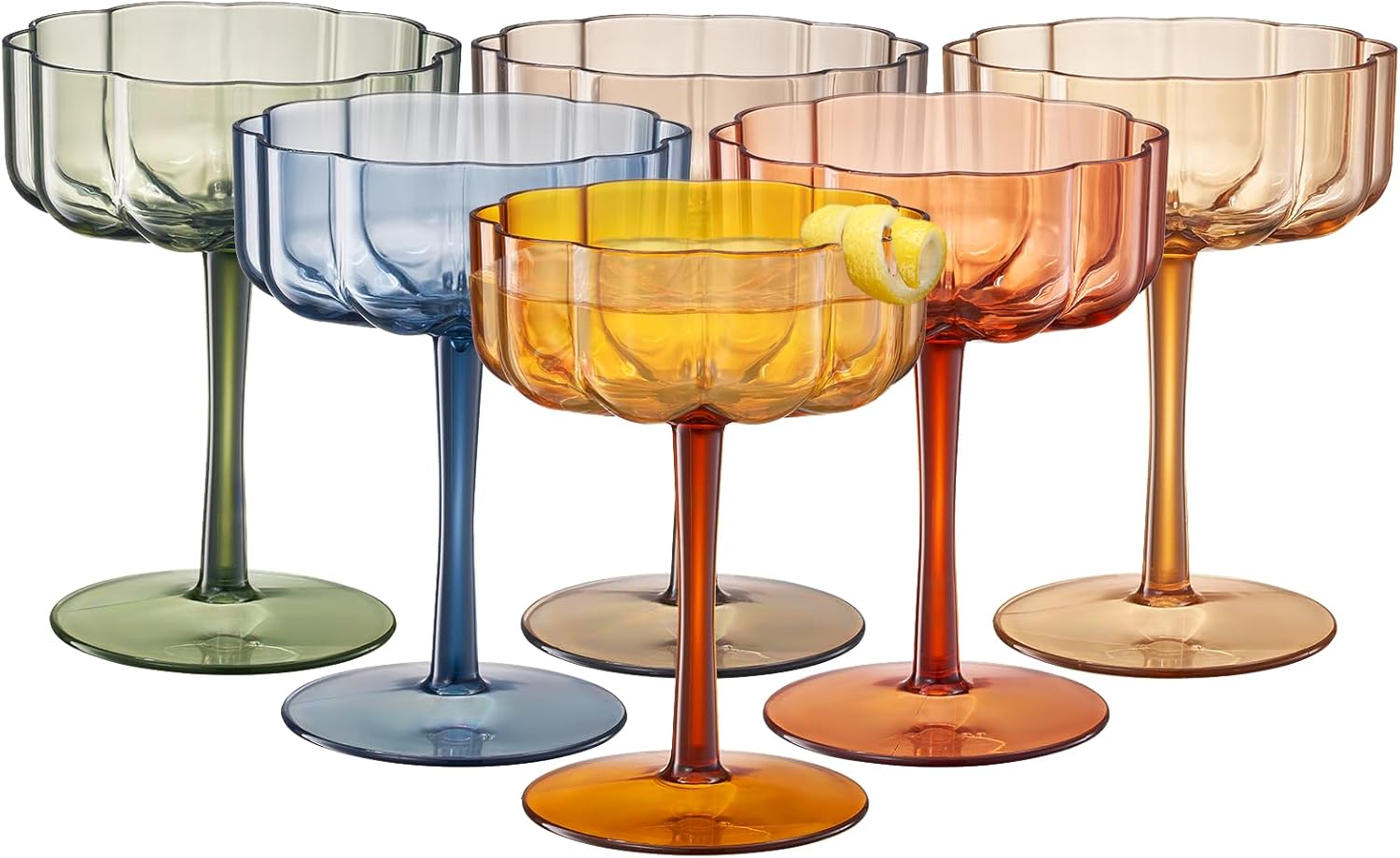 Eze Acrylic Champagne Coupe Cocktail Glassware, Set of 6