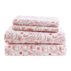 Holiday Doodles 100% Cotton Flannel Pigment Printed Sheet Set
