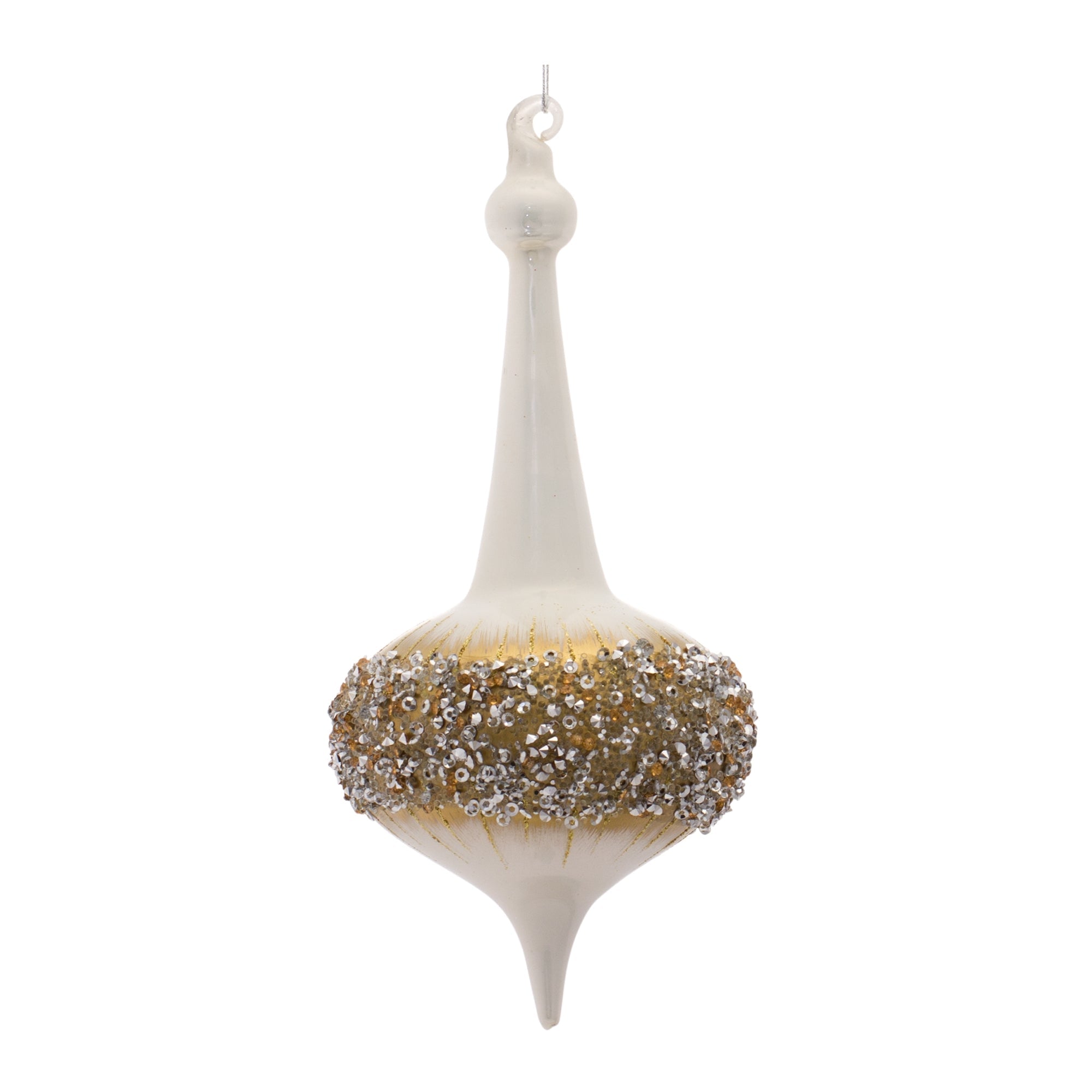 Modern Glass Finial Ornament with Gold Bead Accent, Set of 6