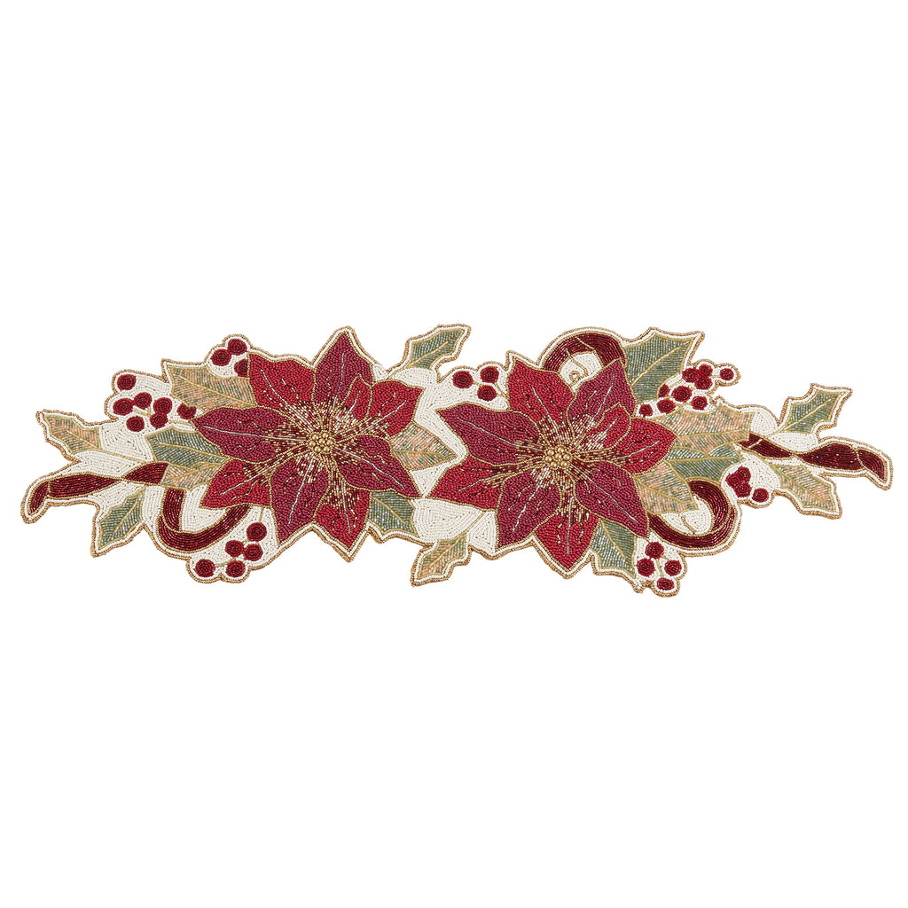 Beaded Poinsettia Table Runner