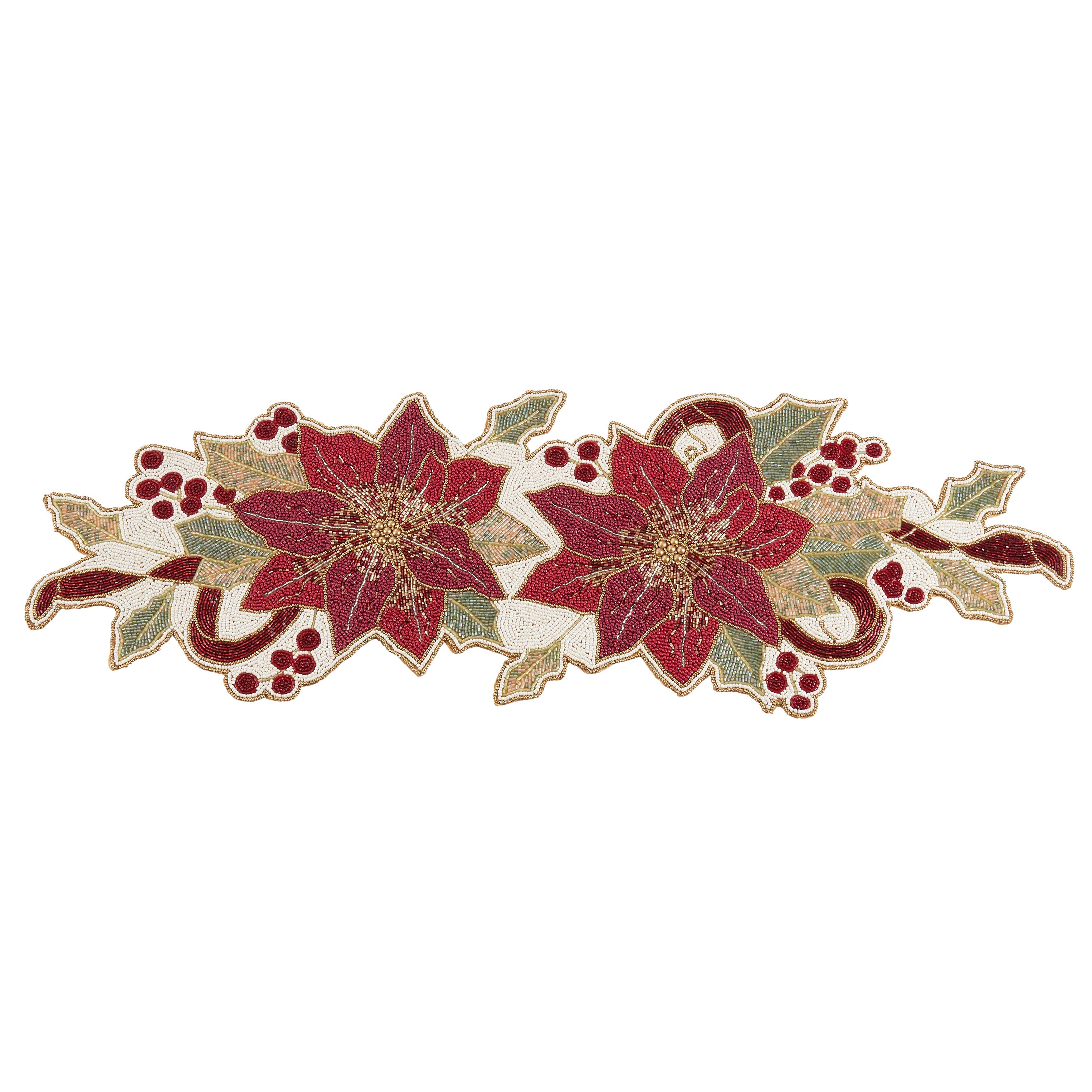 Beaded Poinsettia Table Runner