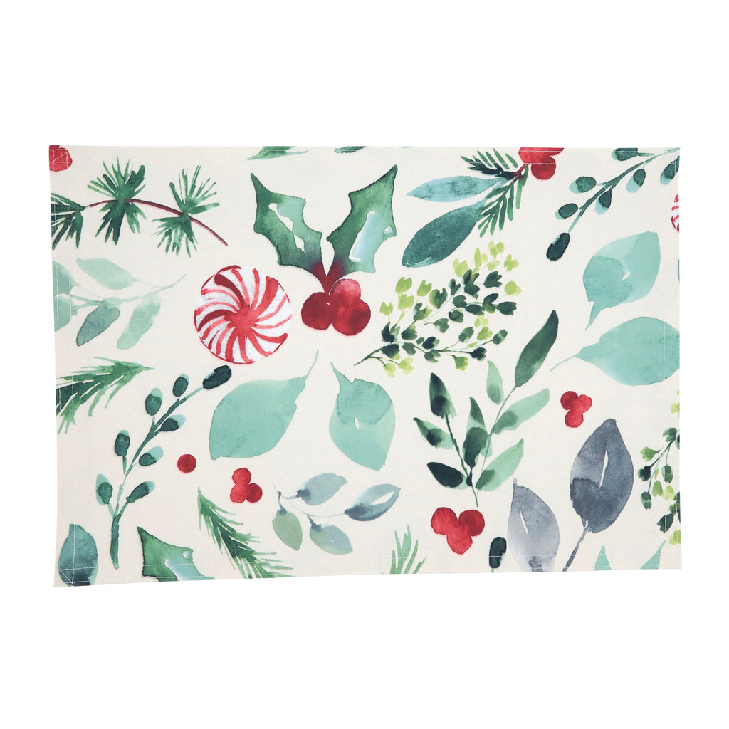 Christmas Foliage and Candy Canes Placemat, Set of 4