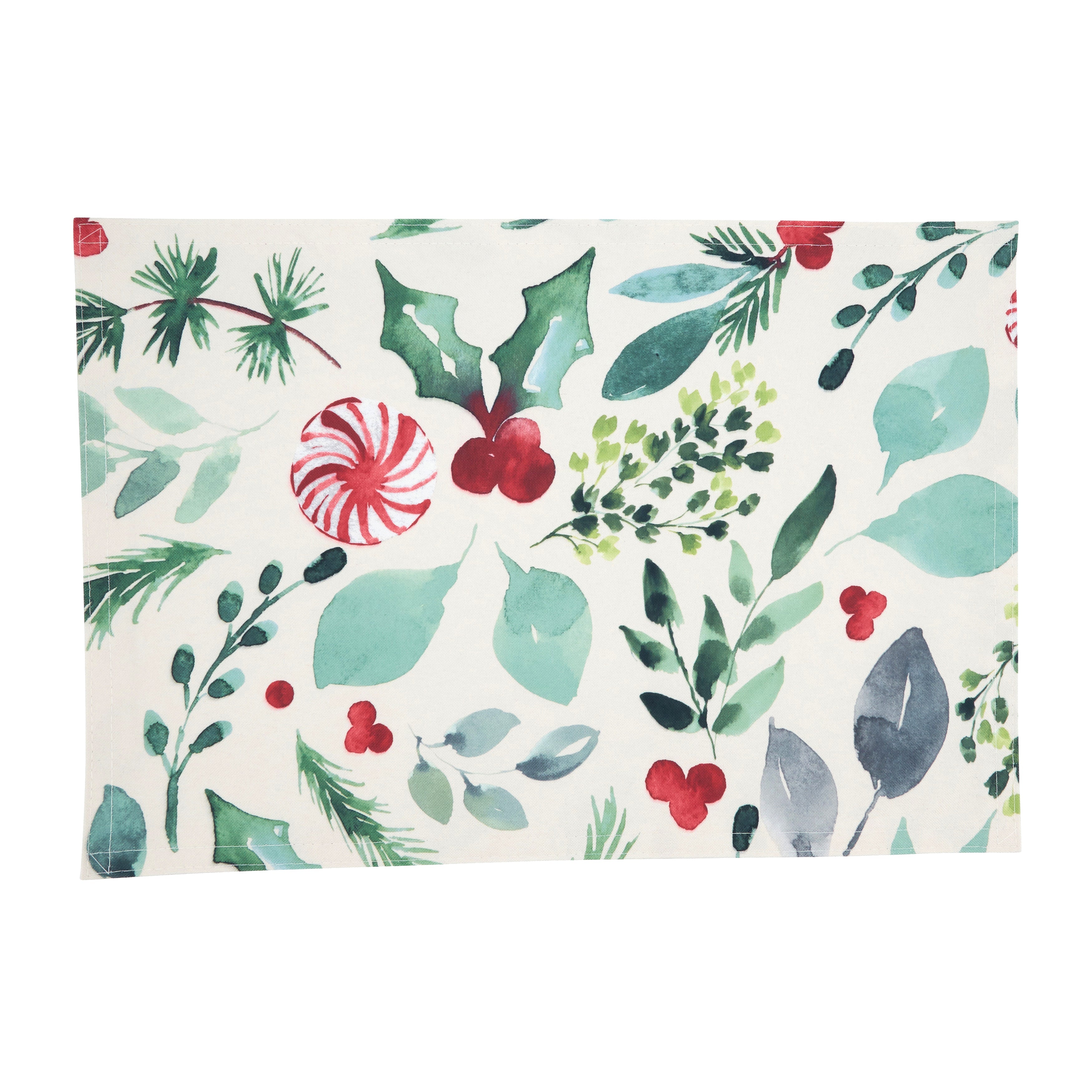 Christmas Foliage and Candy Canes Placemat, Set of 4
