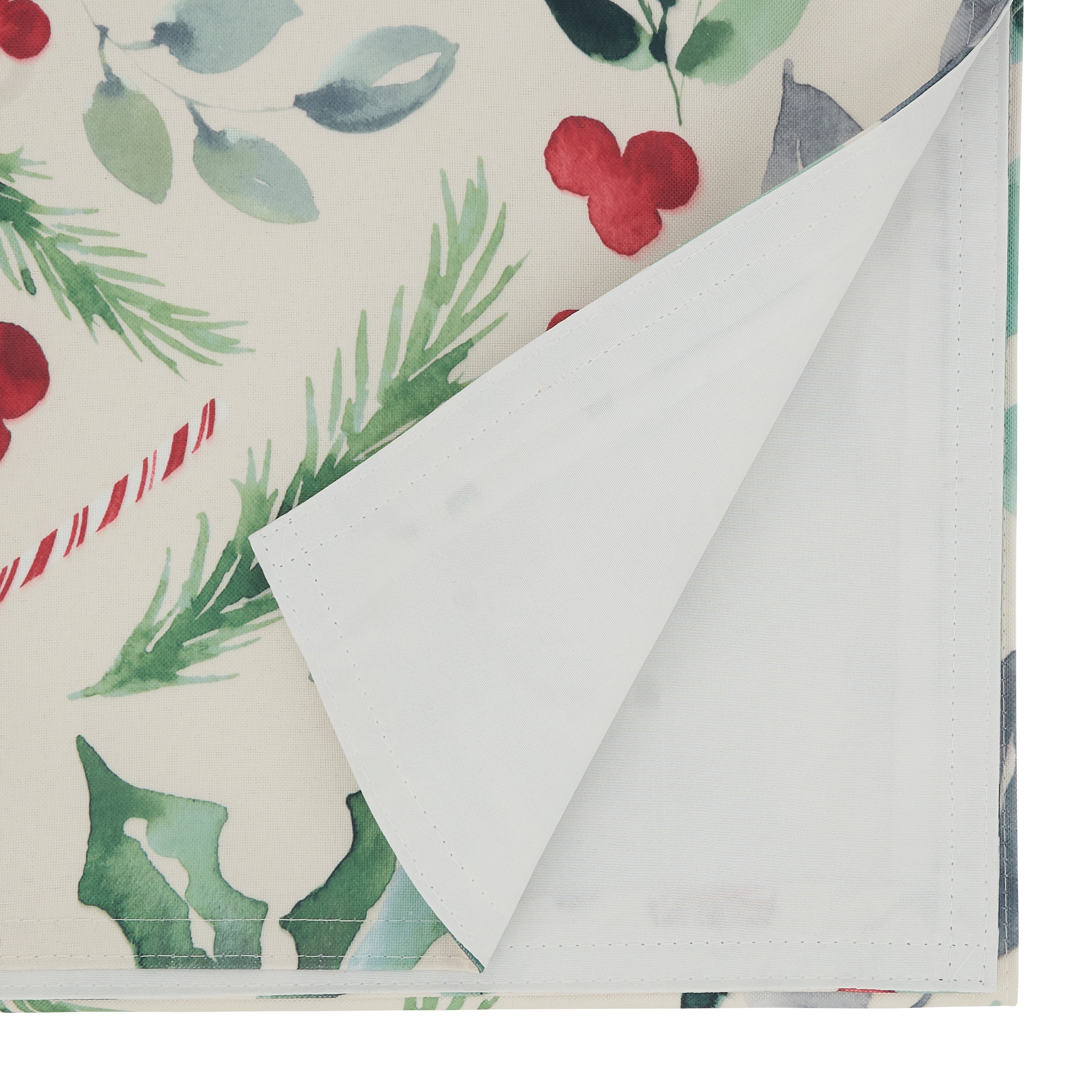 Christmas Foliage and Candy Canes Table Runner