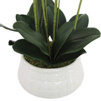 23 Faux Orchid Arrangement in Purple - Lifelike Phalaenopsis in White Ceramic Pot