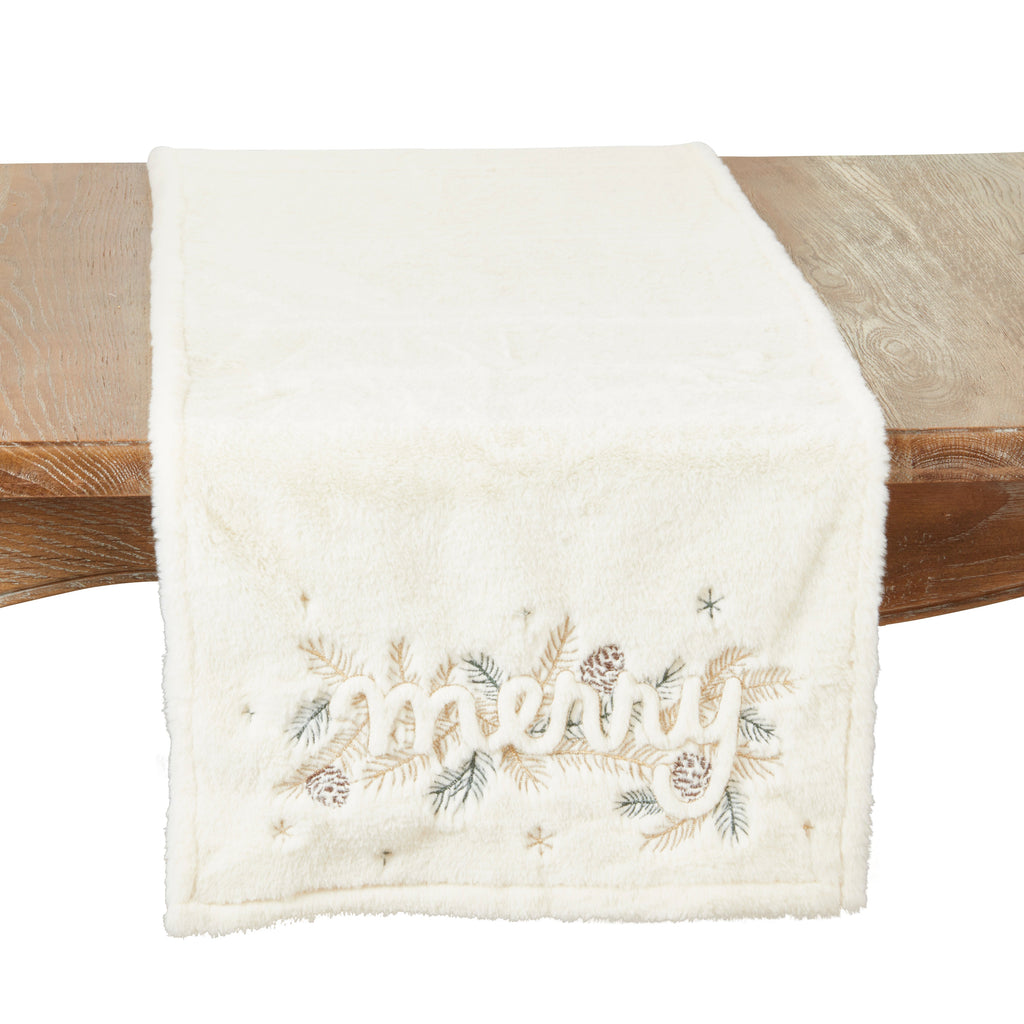 Holiday Glamour Faux Fur Table Runner