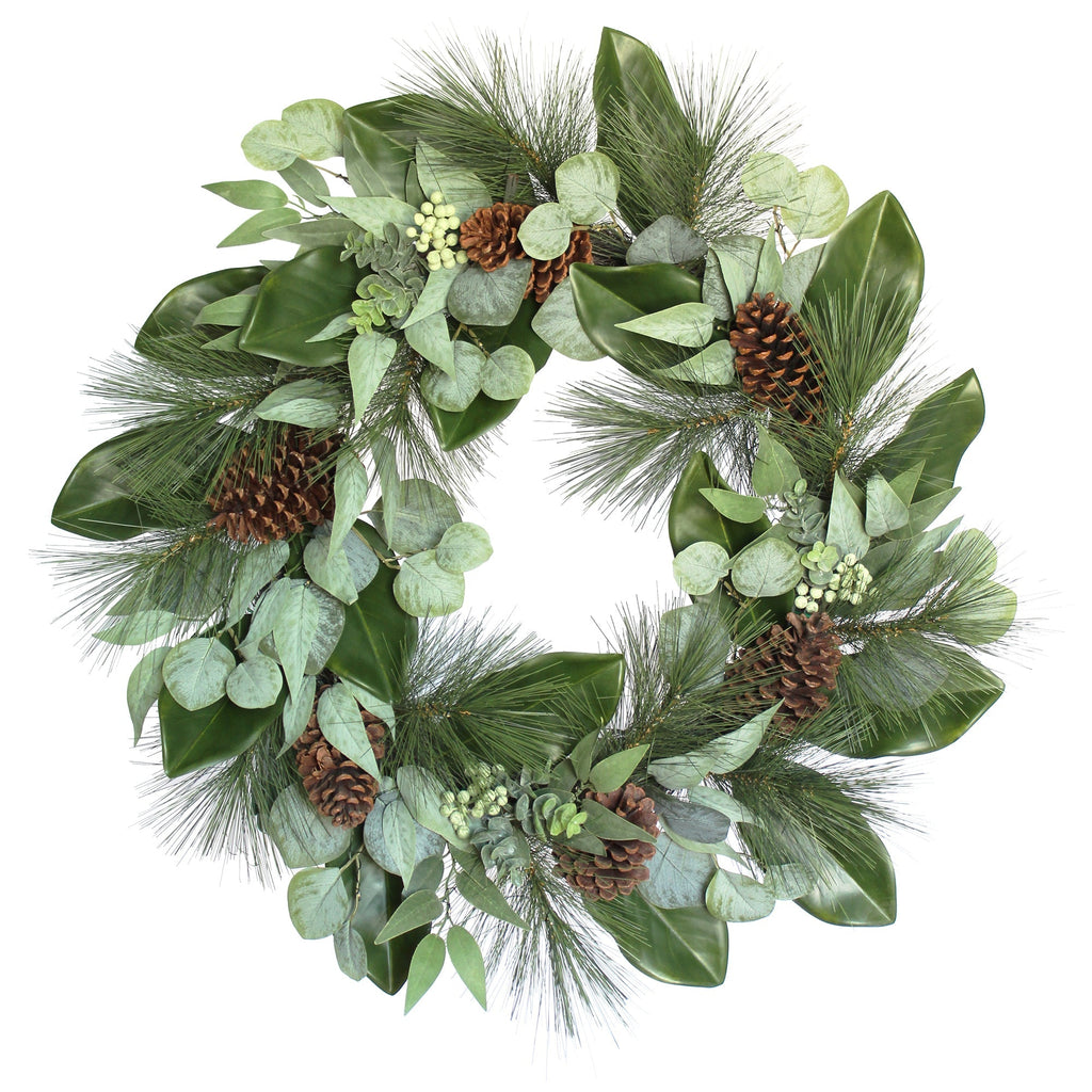 28 Magnolia, Eucalyptus, Pinecone, & Needle Pine Wreath